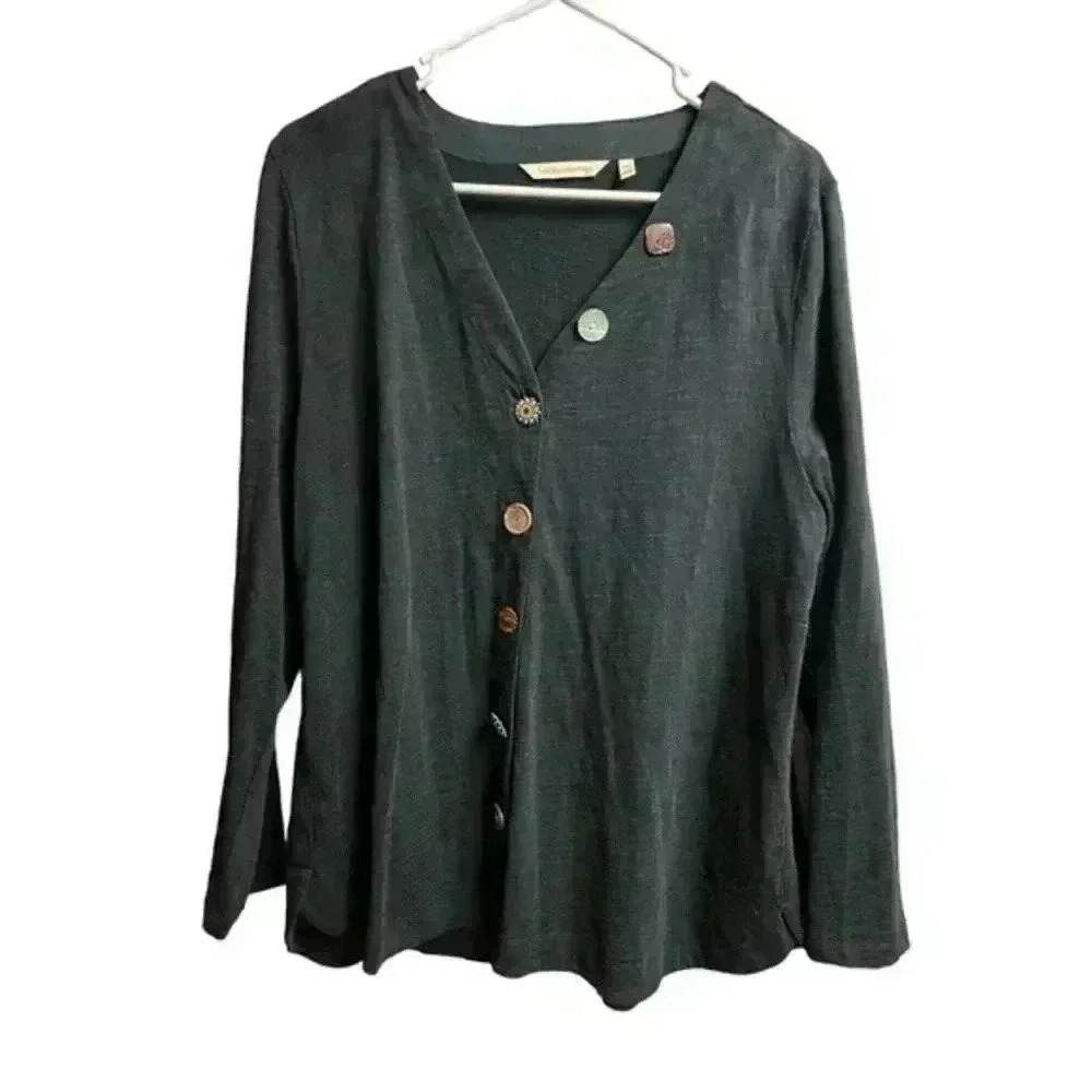 Soft‎ Surroundings Daniella Mixed Button Top Women's Size PXL